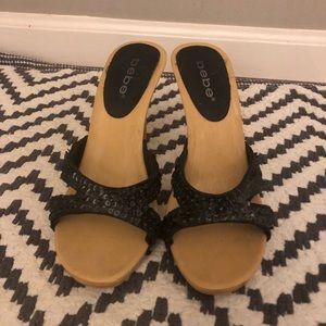 Bebe Black Sequence Size 7 High Heels